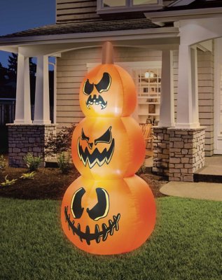 "4 Ft Light-Up Pumpkin Stack Inflatable Decoration"