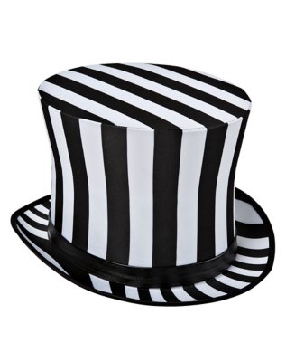 "Black and White Striped Top Hat"