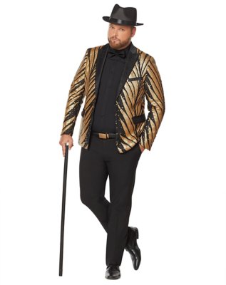 "Adult '20s Gold and Black Plus Size Jacket"