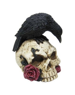 "Gothic Noir Raven Skull Table Topper"