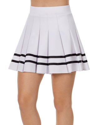 "White Striped Pleated Cheerleader Skirt"