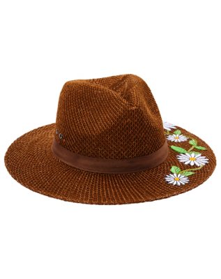 "'60s Flower Embroidered Hippie Hat"