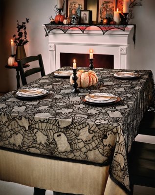 "Black Lace Ghost Tablecloth"