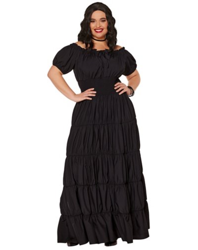 "Long Black Peasant Dress"