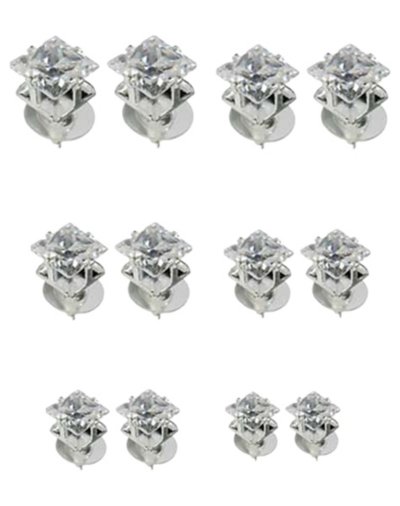 Square Clear C Stud Earrings 12 Pack