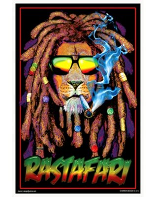 "Lion Rastafari Black Light Poster"