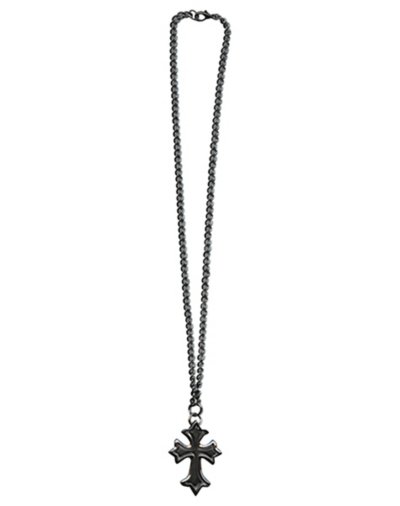 Black Double Cross Necklace