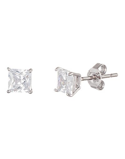 5mm Square Clear CZ Stud Earrings