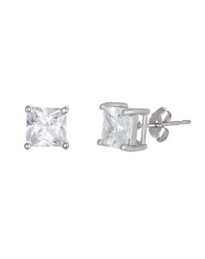 Square Clear CZ Stud Earrings