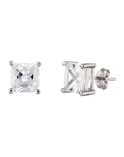 Square Clear CZ Stud Earrings