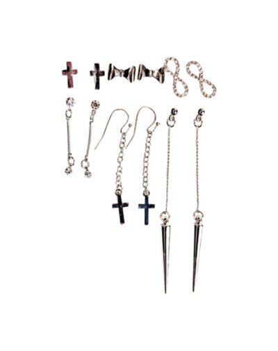 Spike Cross Dangle & Stud Earring Set