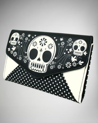 black skull envelope card holder