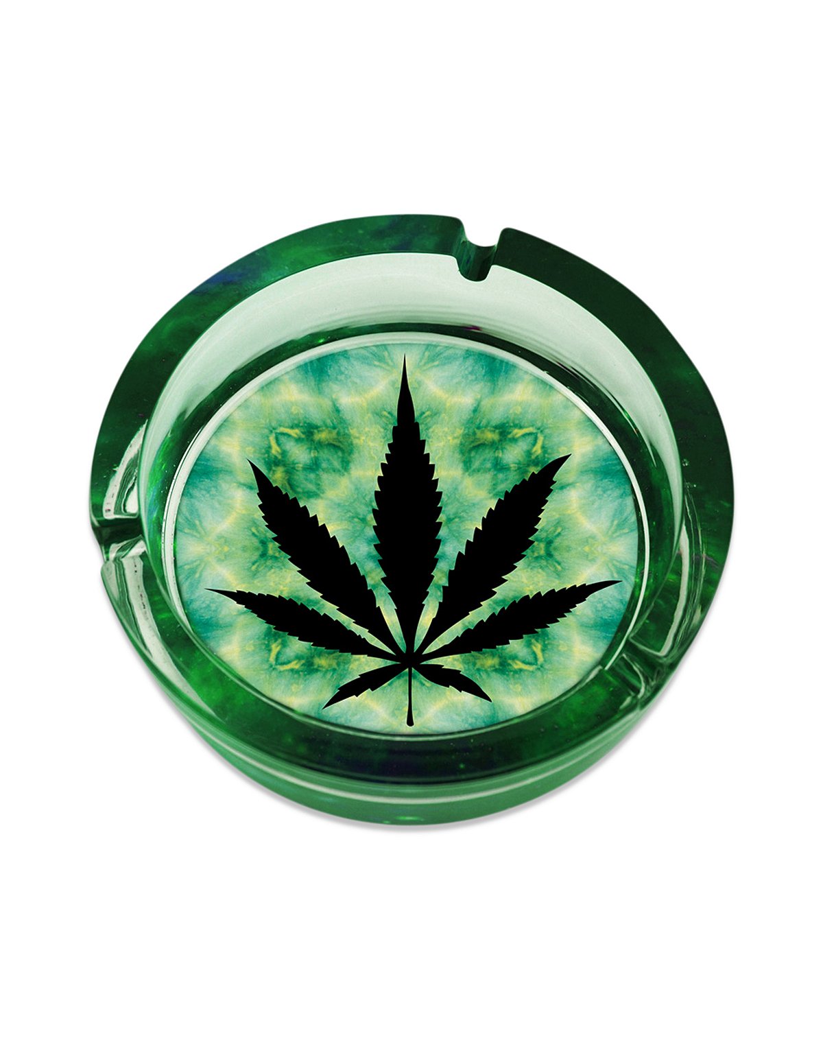 Green and Black Weed Leaf Ashtray