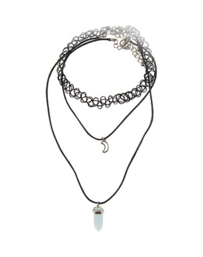 Tattoo Moon and Crystal Necklace 3 Pack