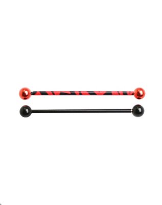 "Red and Black Industrial Barbell - 14 Gauge"