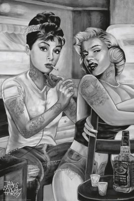 "Tattoo Pin UP Audrey Hepburn And Marilyn Monroe Poster"