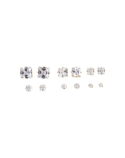 Square CZ Earrings - 6 Pair