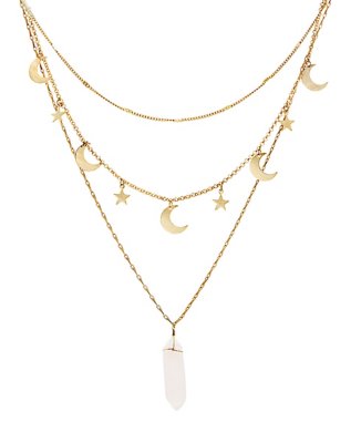 "Moon and Star Layered Necklace"