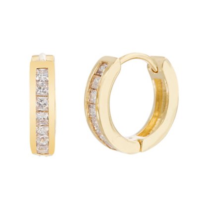 "CZ Huggie Hoop Earrings - 20 Gauge"