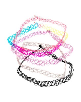 "Multi-Pack Tattoo Choker Necklaces - 5 Pack"