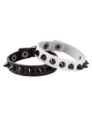 "Black and White Spike Bracelets - 2 Pack"