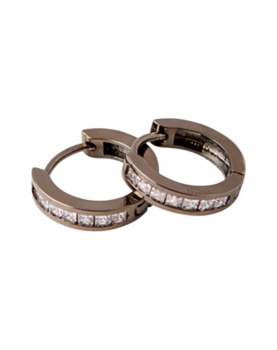 Brass Plated CZ Huggie Earrings - 16 Gauge