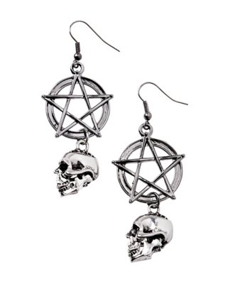 "Pentagram Skull Dangle Earrings"