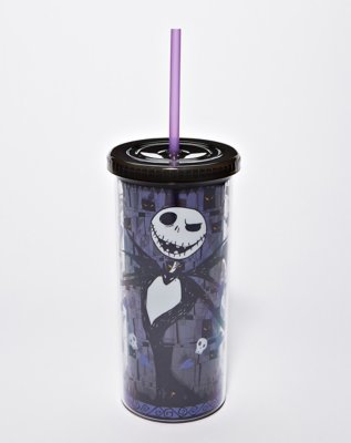 "Jack Skellington Skull and Heart Cup with Straw 20 oz. - The Nightmare"
