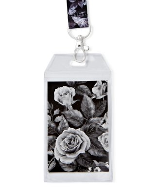 "Grey Floral Lanyard"