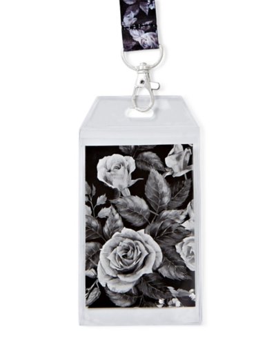 Grey Floral Lanyard