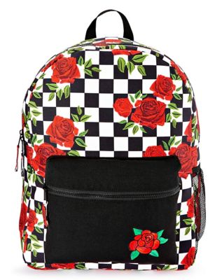 red checkered backpack