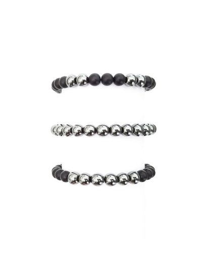 Hematite Beaded Bracelets - 3 Pack