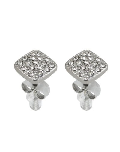 Square Paved CZ Stud Earrings