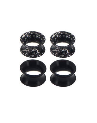 Multi-Pack Black Splatter Tunnel Plugs - 2 Pair