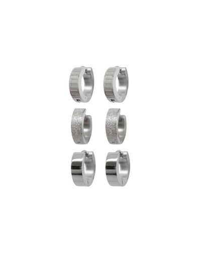 Multi-Pack Textured Huggie Hoop Earrings 3 Pair - 18 Gauge