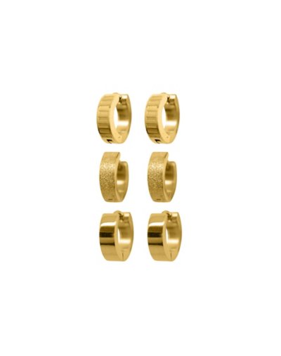 Goldtone Huggie Hoop Earrings 3 Pair - 18 Gauge