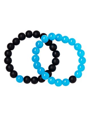"Blue and Black Long Distance Beaded Bracelets - 2 Pack"