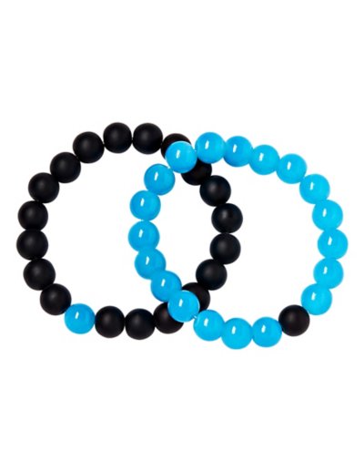 Blue and Black Long Distance Beaded Bracelets - 2 Pack