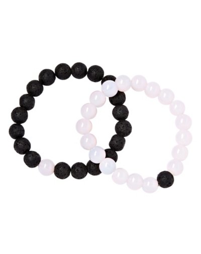 Black And White Long Distance Beaded Bracelets - 2 Pack