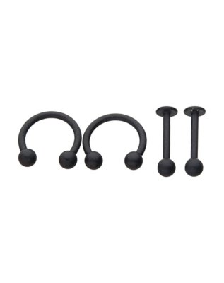 "Multi-Pack Matte Black Labret Lip Rings 4 Pack - 16 Gauge"