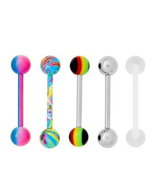 "Multi-Pack Rainbow Barbells 5 Pack - 14 Gauge"