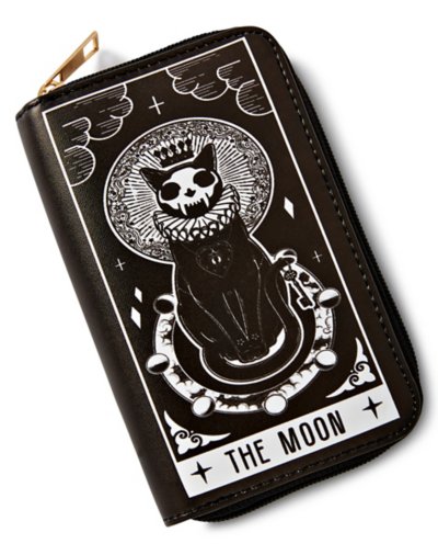 Black Cat the Moon Zip Wallet