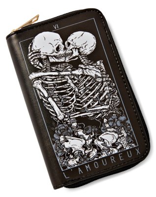 "Kissing Skeletons Zipper Wallet"