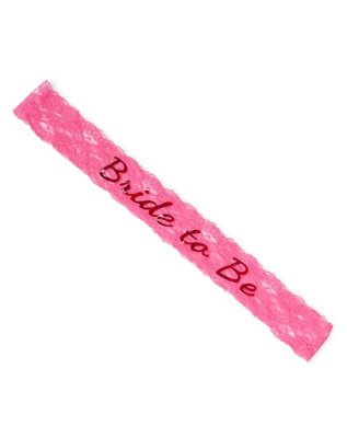 "Pink Bride To Be Lace Sash"