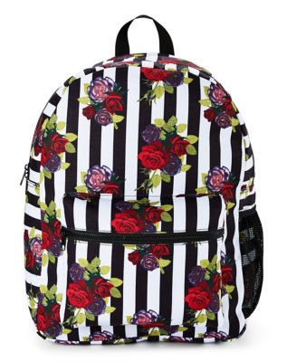 "Roses Striped Backpack"