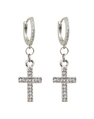 CZ Cross Dangle Earrings