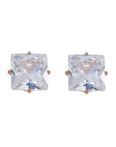 CZ Square Stud Titanium Earrings