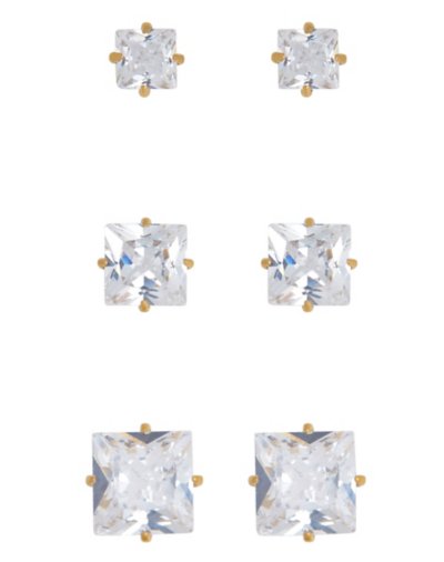 Multi-Pack Clear CZ Stud Earring 3 Pack û 20 Gauge