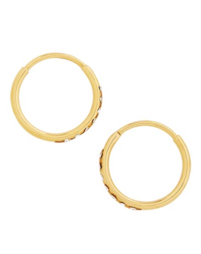 Goldtone CZ Hinge Hoops - 20 Gauge