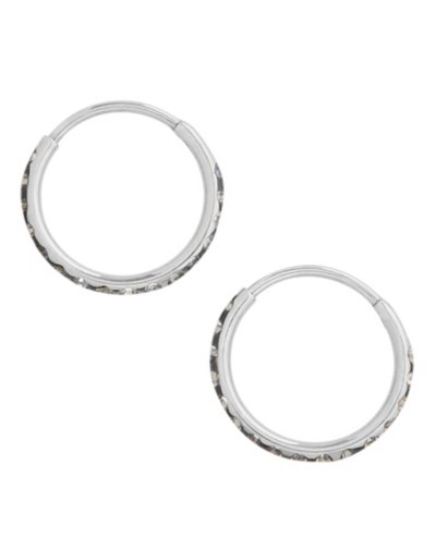 Silvertone CZ Hinge Hoops - 20 Gauge